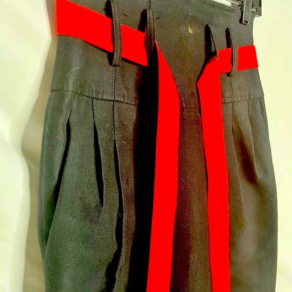Vintage Rachel Roy knee skirt with salmon belt & pockets - 4